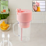 Portable Crusher Juicer Blender (420ML) – USB Rechargeable Multi-Blade Smoothie Maker with Handle & Straw | Mini Fruit Mixer for Travel, Gym & Home