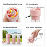 Portable Crusher Juicer Blender (420ML) – USB Rechargeable Multi-Blade Smoothie Maker with Handle & Straw | Mini Fruit Mixer for Travel, Gym & Home