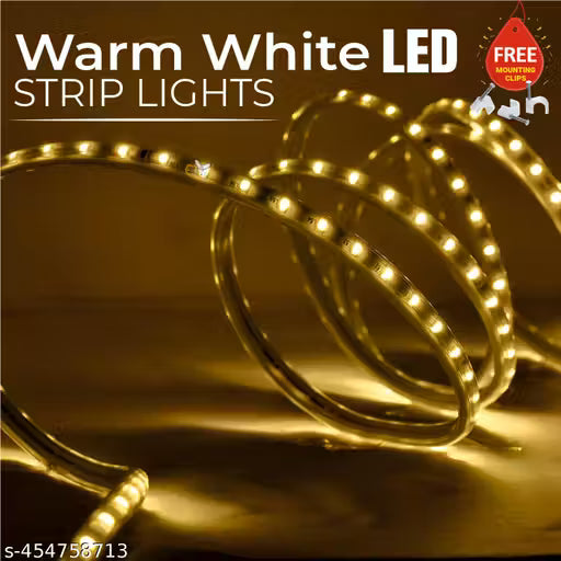 3 Meter LED Strip Lights (Warm White) – Waterproof Flexible Rope Light | Energy Saving LED for Room, False Ceiling, Diwali & Home Decoration