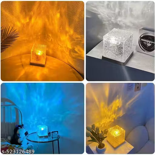 Ocean Wave Projector Night Lamp -3D Water Effect LED Light | Romantic Crystal Table Lamp for Bedroom, Relaxation