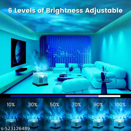 Ocean Wave Projector Night Lamp -3D Water Effect LED Light | Romantic Crystal Table Lamp for Bedroom, Relaxation