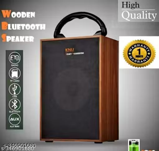 Premium Wooden Bluetooth Speaker with Dolby Sound Effect | 10Hr Playback | Stereo Bass | Wireless Portable Party Speaker (Brown)