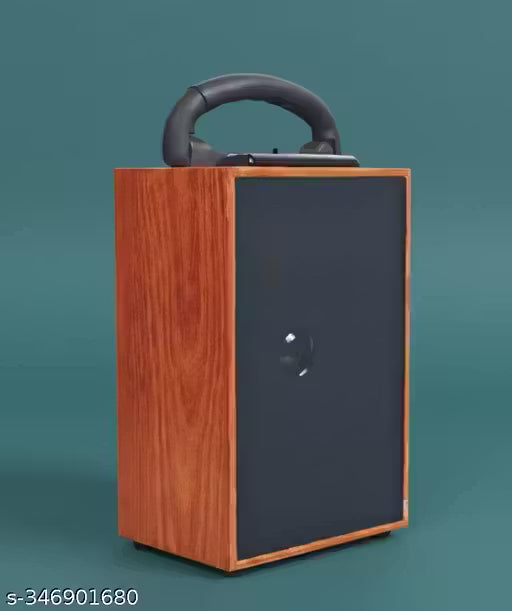 Premium Wooden Bluetooth Speaker with Dolby Sound Effect | 10Hr Playback | Stereo Bass | Wireless Portable Party Speaker (Brown)