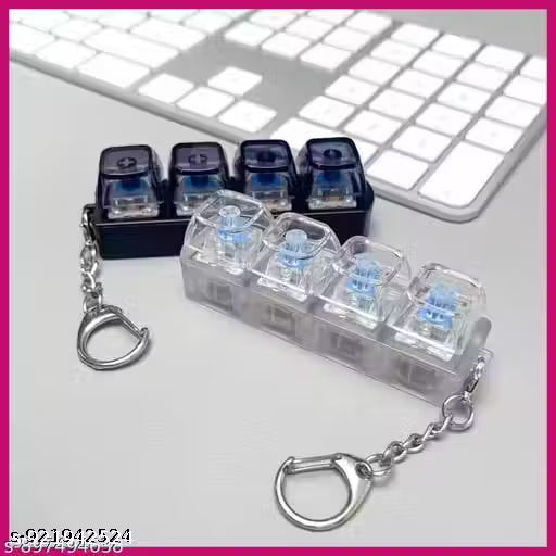 Mechanical Keyboard Switch Fidget Keychain with LED Glow – Clicky Stress Relief Desk Toy & Portable EDC Keyring